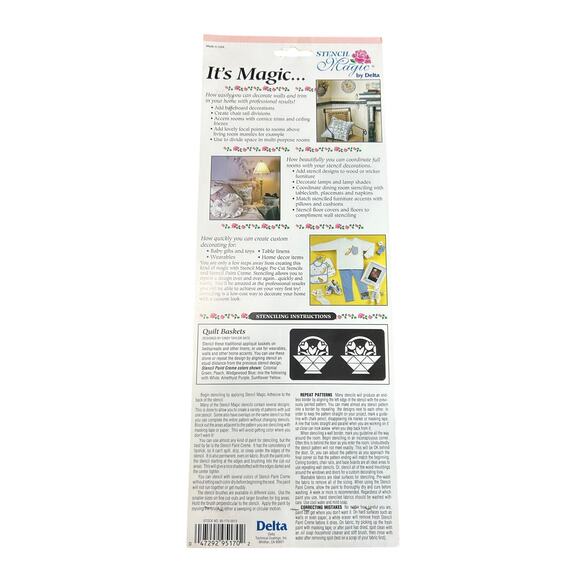 90s Vintage- Stencil Magic By Delta- Quilt Baskets No. 95 170 0012 NWT craft - Picture 2 of 5